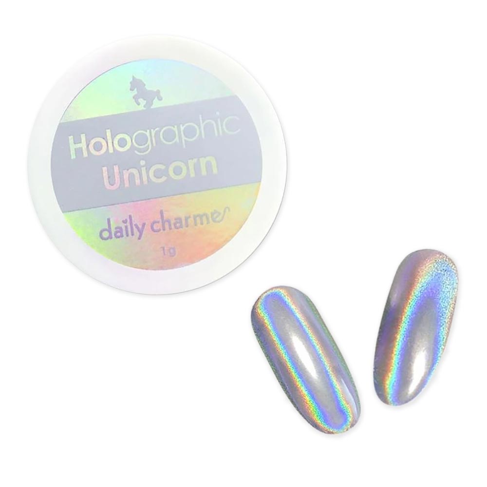 Holographic Silver Unicorn Chrome Powder Nail Art – Daily Charme